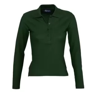 SOLS Womens/Ladies Podium Long Sleeve Pique Cotton Polo Shirt (L) (Forest Green)