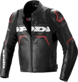 Spidi Evorider 2 Motorcycle Leather Jacket, black-red, Size 52, black-red, Size 52