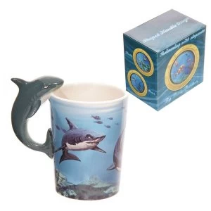 Sealife Shark Shaped Handle Ceramic Mug