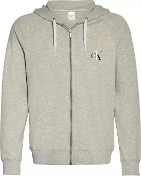 Calvin Klein Knitted Zip-up Hoodie In Grey - Size XL