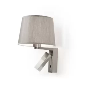 Grok 2 Light Indoor Wall Light Satin Nickel with Reading, E27