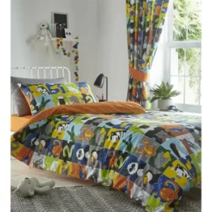 Animal Jigsaw Childrens Duvet Cover Set Toddler Size Reversible Patchwork Bedding Set