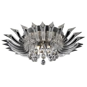 LED 5 Light Flush Ceiling Light Chrome, Crystal, G9