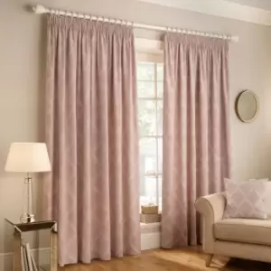 Paoletti Olivia Embroidered Pencil Pleat Curtains (Pair) Polyester Blush (168X137Cm)