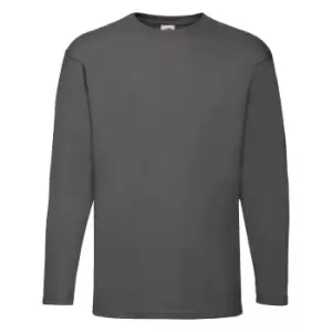 Fruit Of The Loom Mens Valueweight Crew Neck Long Sleeve T-Shirt (L) (Light Graphite)