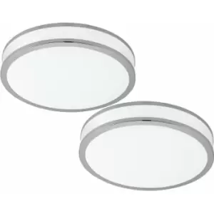 2 pack Wall Flush Ceiling Light Colour White Shade White Chrome Plastic LED 18W