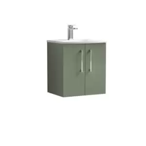 Nuie Arno 500mm Wall Hung 2 Door Vanity & Basin 4 Satin Green