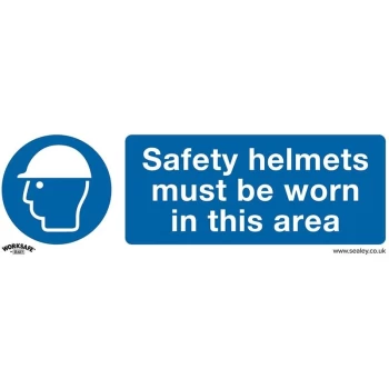 Sealey - SS8V1 Mandatory Safety Sign - Safety Helmets Must Be Worn In This Area - Self-Adhesive Vinyl