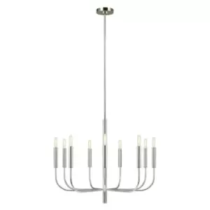 9 Bulb Chandelier LIght Highly Polished Nickel LED E14 60W