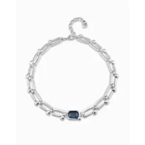 Unconventional Blue Metal Faceted Crystal Necklace