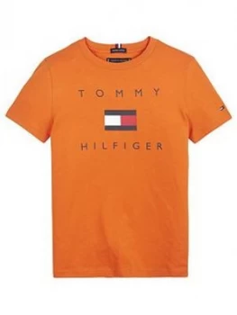 Tommy Hilfiger Boys Short Sleeve Logo T-Shirt - Orange, Size 14 Years