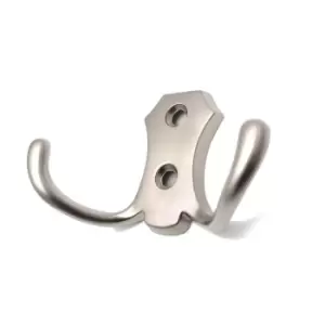 GTV Small Double Coat Hanger Hook Door Wall Bath BK24 Model - Colour Satin, Pack