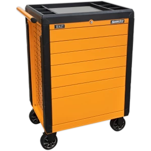 Sealey 7 Drawer Push To Open Hi Vis Tool Roller Cabinet Orange