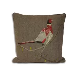 Paoletti Hunter Pheasant Herringbone Weave Piped Cushion Cover, Brown, 45 x 45 Cm