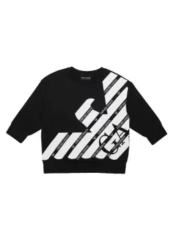 Emporio Armani Kids Large Eagle Sweatshirt In Black