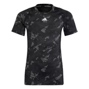 adidas AEROREADY Techfit Camo-Printed T-Shirt Kids - Grey Five / Carbon / Black / W