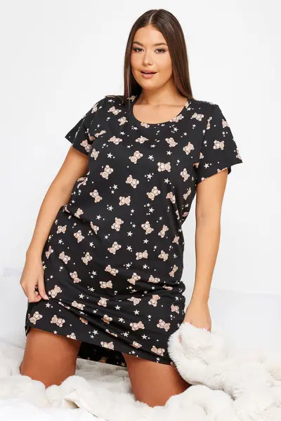 Yours Printed Nightdress Black