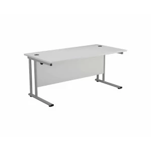 TC Office Start Silver Cantilever Frame Desk 1400x800mm, White
