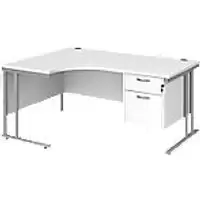 Dams International Left Hand Ergonomic Desk MC16ELP2SWH 1,600 x 1,200 x 725 x 800 - 990 mm