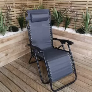 Multi Position Textoline Garden Relaxer Chair Lounger - Light Grey