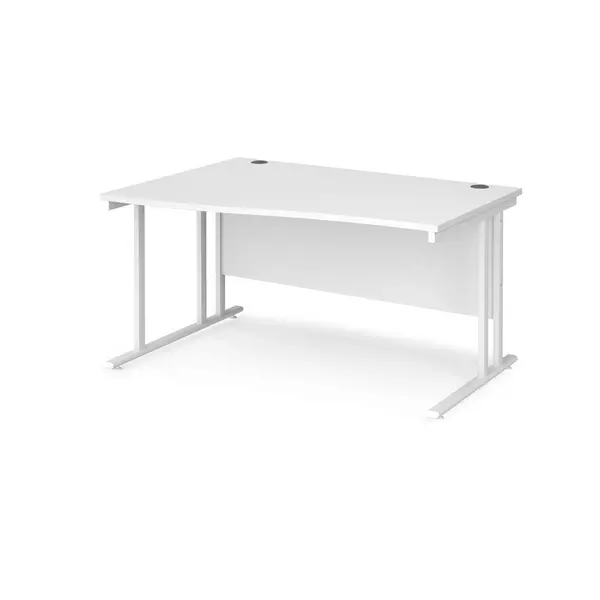 Maestro 25 Wave Desk White Frame and White Table Top - Left Hand - 1400mm