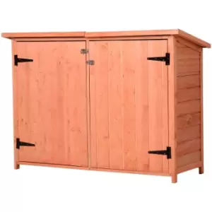 Outsunny Low Wide Wood Garden Shed Outdoor Storage W/ 2 Shelves 79X56Cm