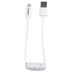 StarTech Lightning to USB cable - coiled - 0.3m (1ft), white