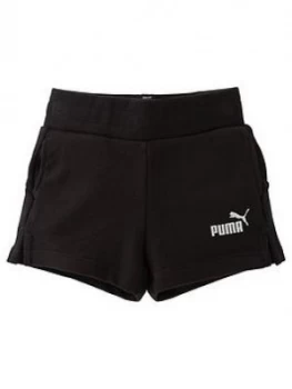 Puma Girls Essential Shorts - Black, Size 7-8 Years, Women