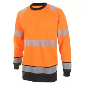 Hivis two tone l/s t shirt or/blk xxl - Orange / Black - Orange / Black - Beeswift