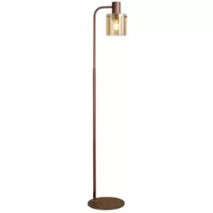 Luminosa Lighting - Luminosa Ghent Floor Lamp, E27, Mocha, Amber Glass