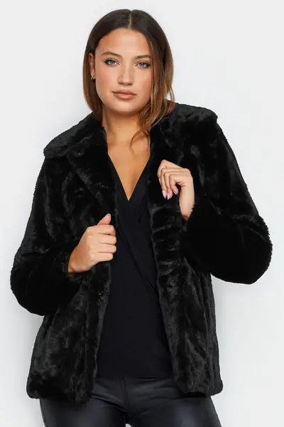 Long Tall Sally Tall Faux Fur Coat Black