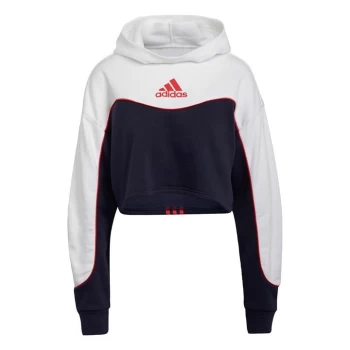 adidas Essentials Colorblock 3-Stripes Hoodie Womens - Legend Ink / White / Vivid Red