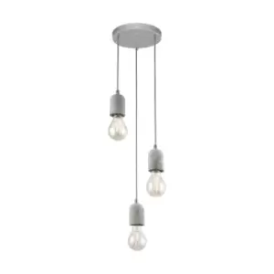 Pendant 3 Bulb Ceiling Light Steel Rose Grey Concrete Shade Bulb E27 3x60W