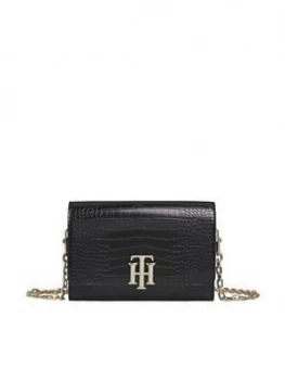 Tommy Hilfiger Lock Crossover Crocodile Bag - Black