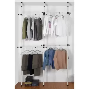 Telescopic Wardrobe Organiser with Adjustable Hanging Rails