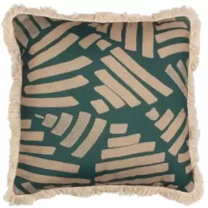 Oromo Fringed Cushion Green