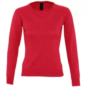 SOLS Womens/Ladies Galaxy V Neck Sweater (M) (Red)