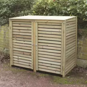 Large Wooden Outdoor Garden Patio Double Wheelie Bin Store Storage