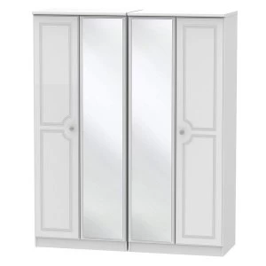 Robert Dyas Berryfield Ready Assembled 4-Door Wardrobe with 2 Mirrors