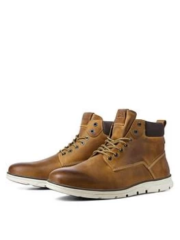 Jack & Jones Tubar Leather Lace Up Boots, Honey, Size 12, Men