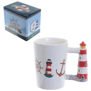 Lighthouse Shaped Handle Ceramic Mug