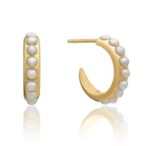 Rachel Jackson London Gold Plated Tapered Studded Pearl Hoop Earrings