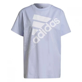 adidas Brand Love Slanted Logo Boyfriend T-Shirt Womens - Violet Tone / White