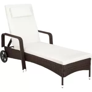 Tectake - Sun lounger rattan - reclining sun lounger, garden lounge chair, sun chair - black/brown