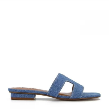 Dune Blue 'Loupe' Block Heel Mules - 3