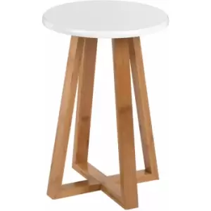 Premier Housewares - Viborg White and Natural Bamboo Round Stool