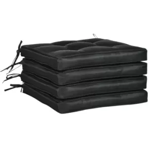 Outsunny 40 x 40cm Replacement Garden Seat Cushion Pad with Ties, Black - Black