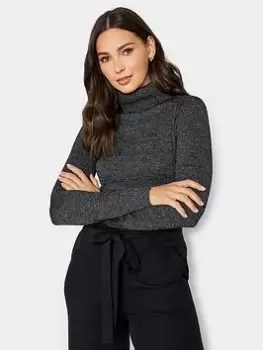 Long Tall Sally Black Lurex Roll Neck, Black, Size 8-10, Women