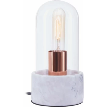 Premier Housewares - Bathroom Light Bulb Bell Shape Practical Glass Lampshade Glass Bell Jar With Copper Bulb Durable Glass Lamp Base 12 x 12 x 24