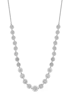 Rhodium Plated Floral Cubic Zirconia Allway Necklace